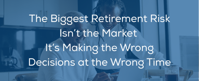 Retired couple reviewing a long-term retirement plan during a period of stock market volatility
